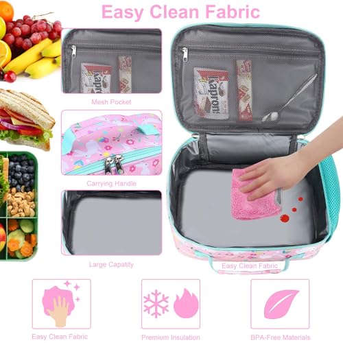RHCPFOVR Kids Lunch Bag - Insulated Lunch Box for Boys Girls,Washable Lunch Bag and Reusable Toddler Leak-proof Lunchbox for School and Daycare - color: Pink-Bunny