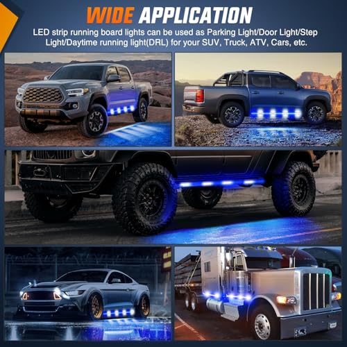 Nilight 2PCS 70 Inch Running Board LED Lights Strip Blue White for Truck - color: Blue White
