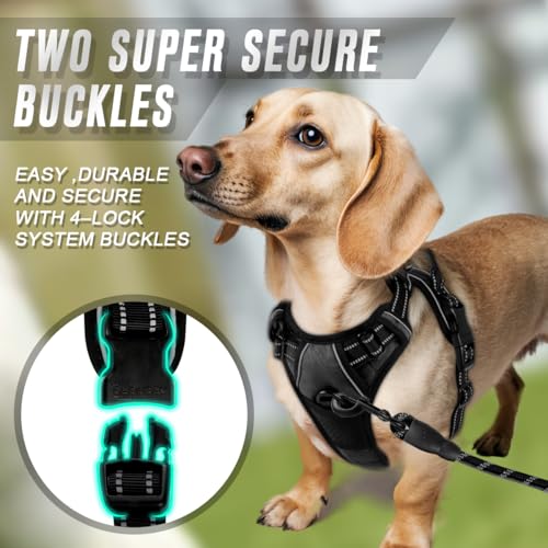 BARKBAY Dog Harness No Pull for Small Sized Dog Front Back Clips,Dog Vest - color: Black, size: X-Small(Chest:15.5-19.5”)