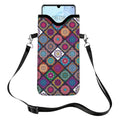 GLOBLELAND Pattern Cell Phone Sleeve Pouch Case Bag with Crossbody Strap Neck Lanyard for Women Men - color: Bohemian Tiles