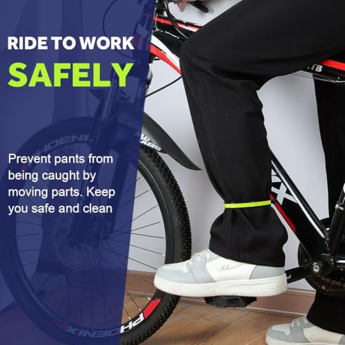 flintronic 4 Pieces Cycling Pants Clips, ABS Reflective Bicycle Pants Clips, Elastic Trouser Clips for Night Running, Biking and Motorcycle Riding