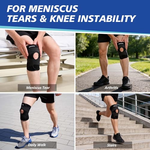 Knee Brace for Meniscus Tear, Spring Stabilizers for ACL MCL Black - size: Medium