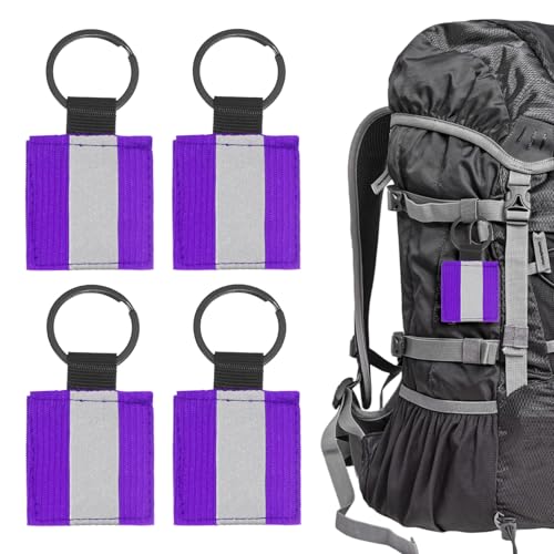 Safety Reflector Pendant, Fabric Reflective Safety Keychain Gear for Backpack & Running & Cycling - color: Purple