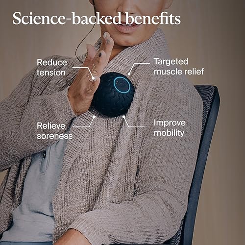 Therabody WaveSolo - Handheld Bluetooth Enabled Massage Device, Ultra Portable Vibration Therapy Ball w/QuietRoll Technology & 3 Customizable Vibration Frequencies