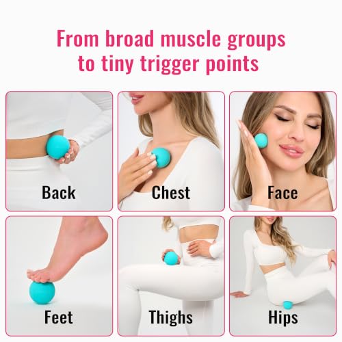 3 in 1 Massage Ball Set – 2.5", 1.9" & 1.2" Firm Silicone Balls for Myofascial Release, Trigger Point Therapy, Back & Foot Pain Relief, Face Fitness, Yoga, Deep Tissue Recovery (Turquoise) - color: Turquoise