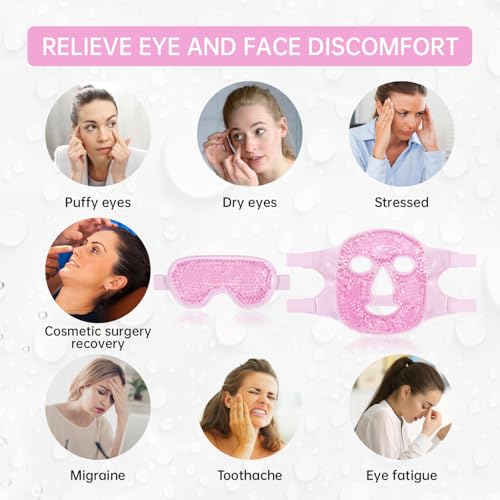 ZNÖCUETÖD Cooling Mask Ice Pack for Face Eye, Hot Cold Compress for Face - color: Pink-#2