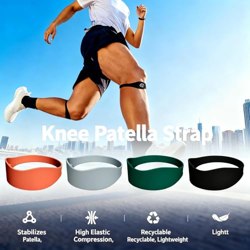 2PCS Patellar Tendon Support Strap - Targeted Knee Pain Relief, 15g Lightweight Design for Basketball, Running, Tennis, Soccer & Hiking, Unisex Silicone Knee Support Bands (Black) - color: Black