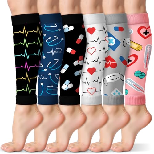 Hercicy 6 Pairs Nurse Calf Compression Sleeve Thank You Gift, Classic - style: Classic