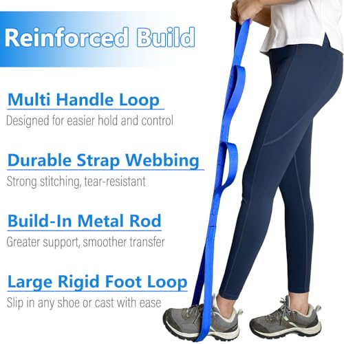 42 Inch Leg Lifter, Leg Lifter After Hip Replacement, Leg Lifter for After Knee Surgery, Leg Lifter Strap Rigid with Multi Loops, Leg Lifters Getting Legs in and Out of Bed, Car, Couch, Wheelchair - color: Blue