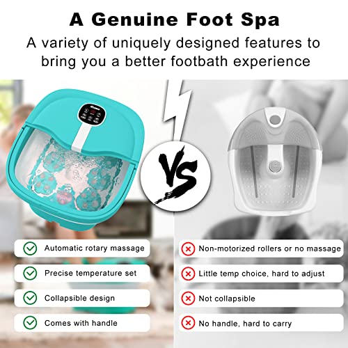 Collapsible Foot Spa Electric Rotary Massage with Heat, Bubble, Remote - color: Sky Blue