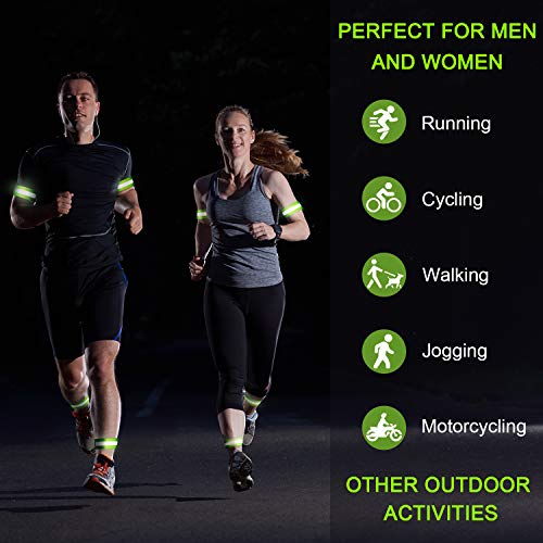 8 Pieces Reflective Bands Reflective Running Gear Night High Visibility Reflector Bands Shine Straps Tape Bracelets for Walking at Night Women Men Running Cycling Arm Wrist Ankle Leg - color: Green
