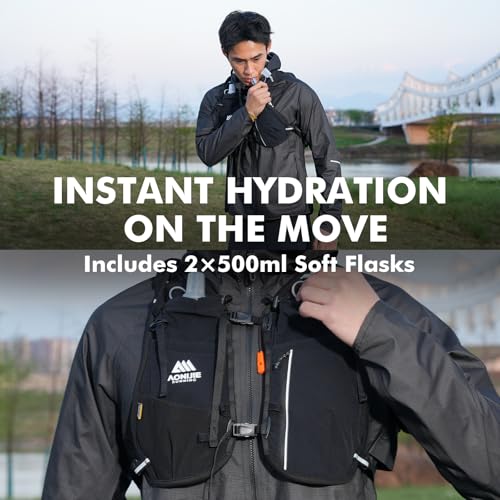 AONIJIE 12L Running Hydration Vest for Men Women 2 Pcs 500ml Soft Flask
