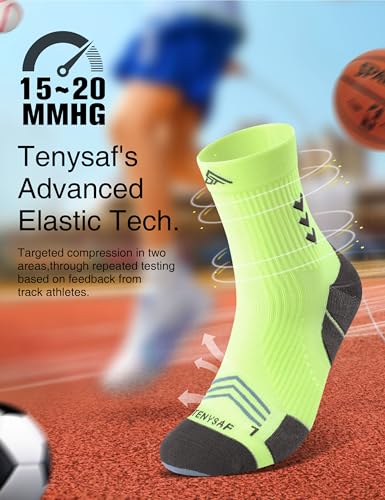 Mens Compression Running Socks: 360° Targeted Support Secure Fit - color: D-black White Green, size: 9-13