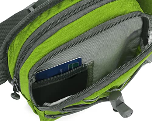 Waist Pack with Water Bottle Holder for Running Walking Hiking Fanny Pack - color: Bright Green