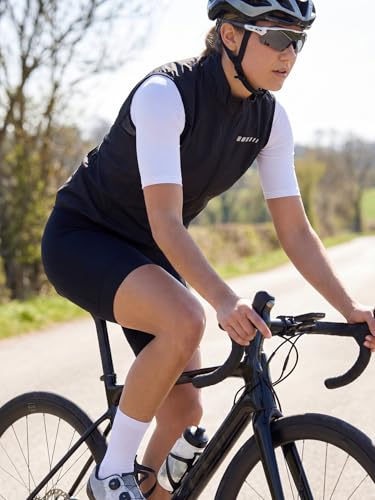 qualidyne Women's Windproof Cycling Vest, Full-Zip Bike Jacket with Pocket - color: Black, size: X-Large