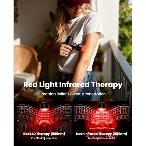 BOB AND BRAD Q2 Ultra Mini Massage Gun with Red Light Infrared,Pocket-Sized - color: Shadow Black