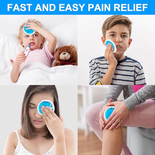 Small Round Ice Packs for Injuries, 12 Pack Soft Cosmetic Ice Packs for Face, Reusable Hot Cold Gel Pack Circular Cold Compress with 2 Wrap for Pain Relief, Toothaches, Breast Surgery, Wisdom Teeth - style: Small Round Ice Packs-4" X 4"