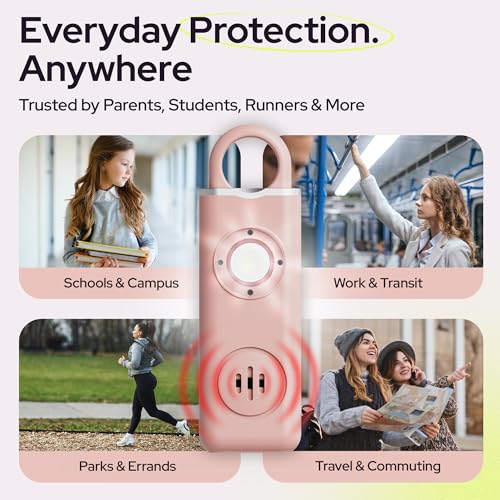 Rechargeable Personal Alarm Keychain for Women, 130dB, USB-C Charging, Pink - color: B - Pink