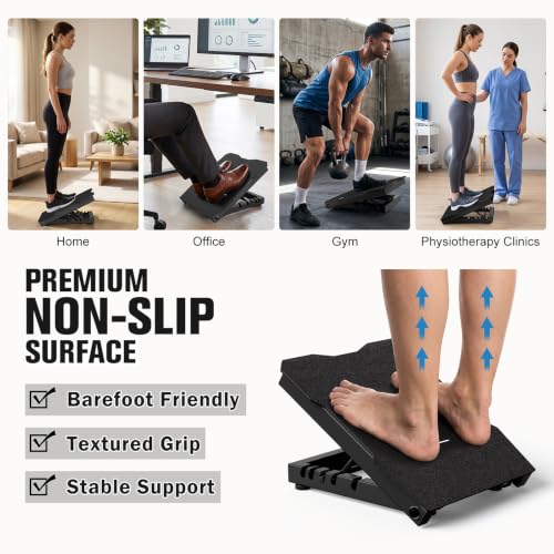 Steel Slant Board Calf Stretcher, 600 Lbs Weight Capacity, Black - color: Black