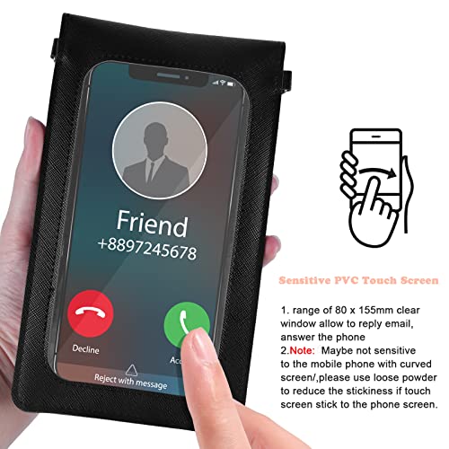 PU Leather Small Phone Bag with Transparent Window for Touchable Screen, 6.7" Without Phone case Compatibility, Magnetic Closure & Waterproof - Crossbody Wallet Case with Shoulder Strap