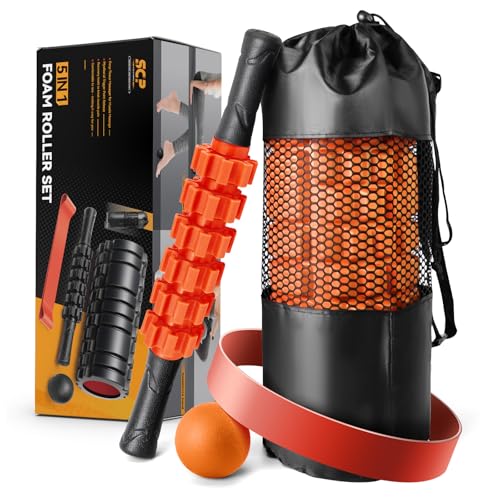 SUBCULTUREPICK 5 in1 Foam Roller Set Trigger Point Foam Roller for Exercise - color: Orange-new