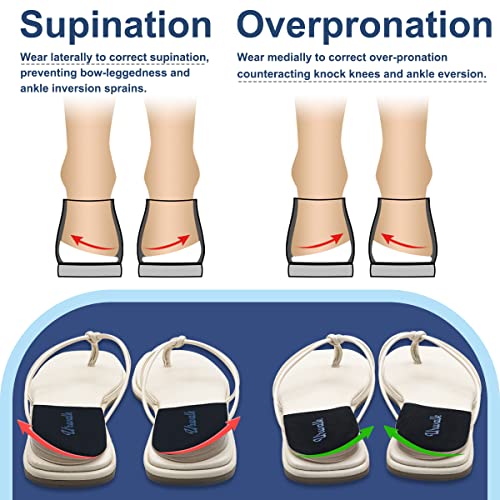 3 Layers Adjustable Supination & Over-Pronation Corrective Shoe Inserts, Medial & Lateral Heel Wedge Insoles for Foot Alignment, Knee Pain, Bow Legs, Osteoarthritis (Black - Large)