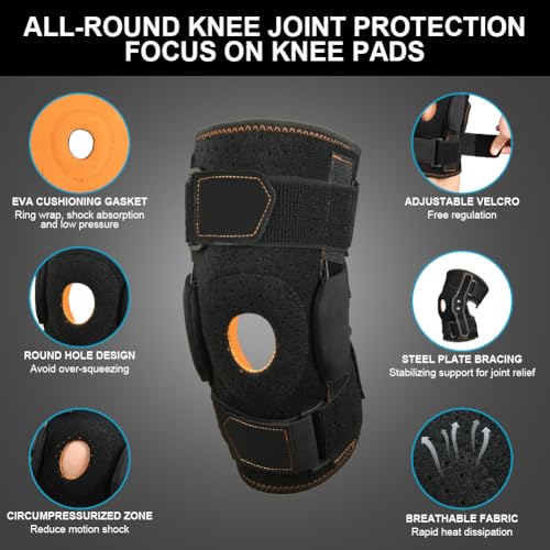 AOOWU Knee Support Open Patella, More Stable Hinge Structure, Knee Pads with Parallel Straps & Dual Side Stabilizers, Suitable for Arthritis, Meniscus Tear, Tendonitis, ACL, Ligament Injury, S - color: S