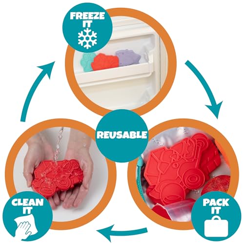 Kids Hard Ice Packs 3 Pack, Slim Reusable Freezer Packs for Lunch Boxes - color: Monster Truck Red