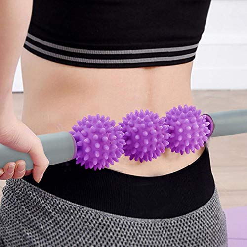 Muscle Roller Stick - Yoga Stick Muscle Roller Stick Cellulite Spiky Ball for Back Arms Shoulder Leg(Purple) - color: Purple