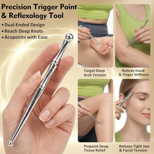 Stainless Steel Gua Sha & Muscle Scraper Tool Set – 2-in-1 Manual Deep Tissue Body Massager with Acupressure Pen – Ergonomic Handheld Tool for Myofascial Release, Trigger Points & Mobility - style: JK2D