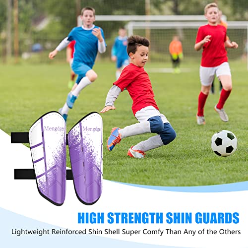 Shin Guards Soccer Youth Kids Boys Girls Toddler Shin Pads Child EVA Cushion Protection Reduce Shocks Injurie Calf Protective Gear Suitable for 4 5 6 7 8 9 10 11 12 Years Old - color: Purple+White, size: Small
