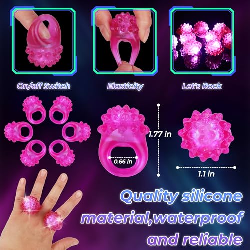 50 Pcs Light Up Rings Flashing LED Rubber Finger Rings for Carnival, July 4th, Halloween, Christmas, Concert, Goodie Bag Fillers, Raves - color: Purple