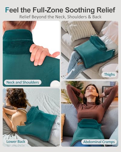 Heating Pad for Neck Shoulders Back, Upgraded PTC+NTC Even Heating, Versatile Electric Heated Neck Wrap for Full-Body Relax, Birthday Gifts for Women Men Mom Dad Wife Husband, ETL Safety Certified - color: Blue Green