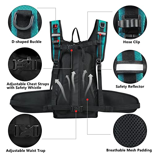 Hydration Backpack with 3L Water Bladder, Small Hydration Pack Backpack for Men Women, Lightweight Water Backpack with Cooler Layer for Running, Biking, Hiking - color: Dark Emerald