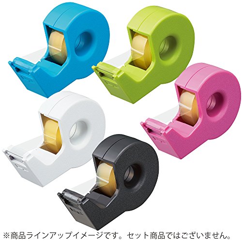 Kokuyo Portable Tape Dispenser, Hand Type Tape Roll Dispenser (Tape Included)，Smooth Blade, Perfect for Office Desktop and Art Scrapbooking (T-SM300W), White