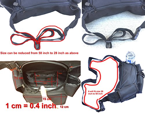 Explorer Black Large Polyester Water Resistant Waist Fanny Bag Purse Pack Men Women Girl Kids Outdoors Running Climbing Cute Fashion Waterproof Water Bottle Holder