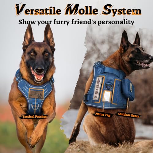 rabbitgoo Tactical Dog Harness Medium Sized, No Pull Service Pet Vest - color: Blue, size: M(chest:20.1"-33.9",neck:17.7"-22.3",back:7.5")