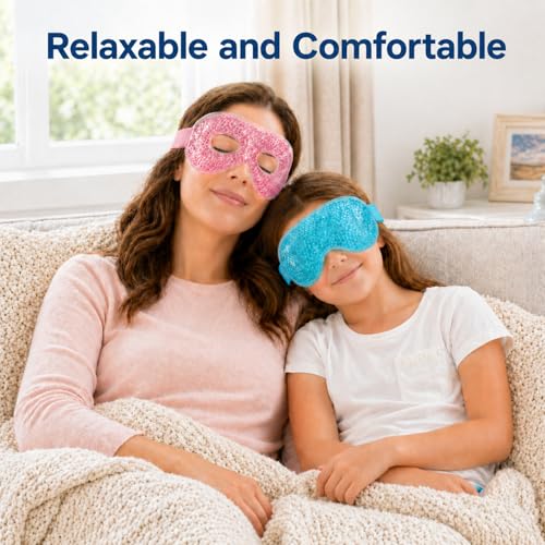2Pack Cooling Eye Mask for Puffy Eyes, Gel Eye Mask for Cold Ice Packs After Surgery, Reusable Frozen Eye Mask for Dark Circles Migraines Relief and Allergies, Warm Compress Eye pads for Dry eyes