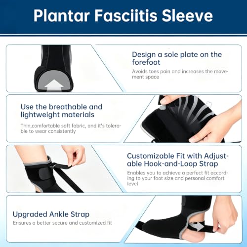 Plantar Fasciitis Night Splint with Massage Ball and Arch Support, Adjustable Achilles Tendonitis Brace Relief, Planter Facetious Support Sock for Women (6-8.5) Men (5-7.5) -Gray - color: Small-Gray
