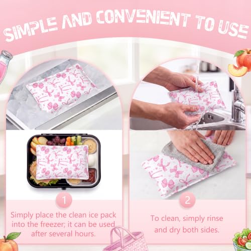 VIHOSE 2 Pcs Ice Packs for Lunch Box Bag - color: Pink, style: Bow
