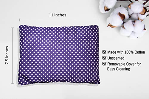 Microwavable Corn Filled Heating Pad and Cold Pack/Washable 100% Cotton Cover (Polka Dot - Purple, 7.5in W x 11in L) - size: 7.5in W x 11in L, style: Polka Dot - Purple