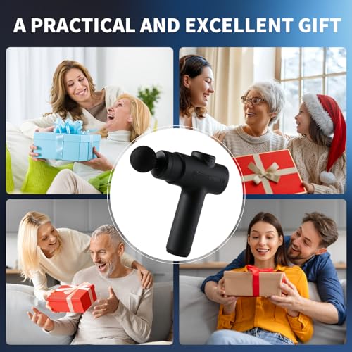 Massage Gun Deep Tissue, Handheld Neck Massager, Portable - 6 Adjustable Vibration Levels, Electric Back Massagers for Athletes, Home & Gym, Mothers Day Gifts (Black) - color: Black