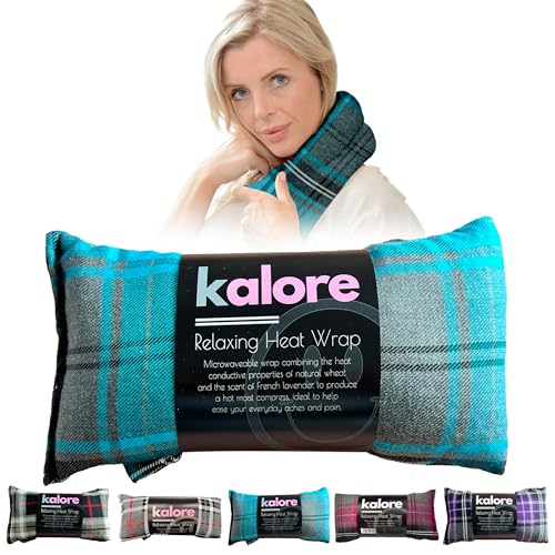 Microwavable Heating Pads for Winter Warmth, Back, Stomach & Head Comfort – Kalore Soft Cotton Tartan Neck Wrap – Even Heat Distribution Hot Compress Bag – Wheat Heat Pad XL - Unscented – Turquoise - size: Unscented, style: Tartan Turquoise
