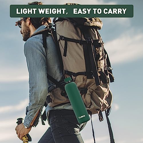 Exllena Slim Insulated Water Bottles for Travel 32oz with Clip, Double Wall Vacuum Stainless Steel Water Bottle Keeps Drinks Cold 24 Hrs/Hot 12 Hrs, 100% Leakproof, BPA Free(Emerald Green) - color: Emerald Green, size: 1 L