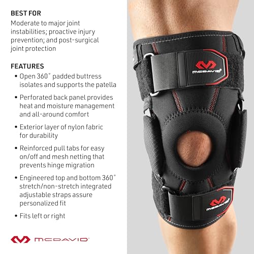 McDavid Hinged Knee Brace for Men & Women, Maximum Knee Support & Compression for Stability & Recovery, Ligament, Hyperextension Support - X-LARGE - size: X-Large