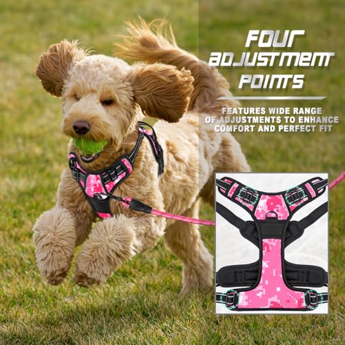 BARKBAY Dog Harness No Pull for Small Sized Dog Front Back Clips,Dog Vest - color: Pink Camo, size: X-Small(Chest:15.5-19.5”)