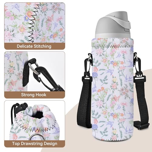 RICHEN Neoprene Water Bottle Carrier Bag with Adjustable Shoulder Strap,Insulated Water Bottle Cover for Stainless Steel/Glass/Plastic Bottles - color: BC55, size: 750ml