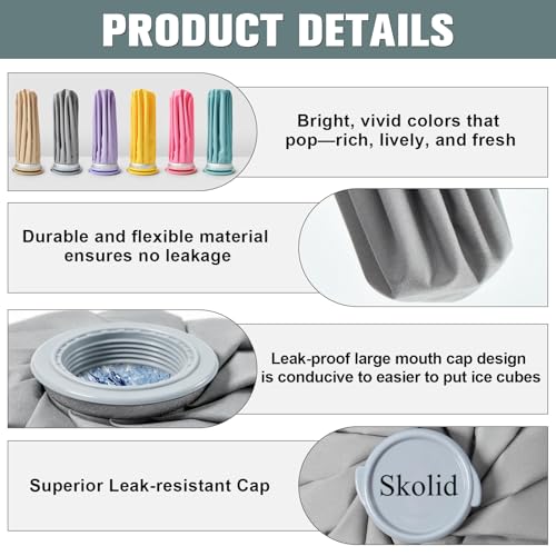 Ice Packs for Injuries Reusable, 3 Sizes, Gray - color: Gray