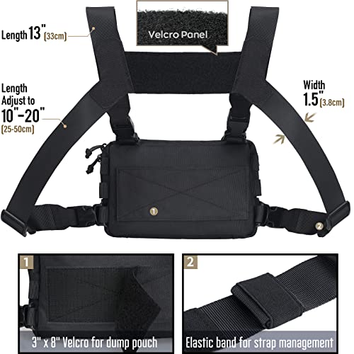 WYNEX Tactical Chest Rig Pack for Men, Running Chest Bag with Front Loop Airsoft, WYNEX Tactical Mag Pouch, Molle Admin Pouch of Laser Cut