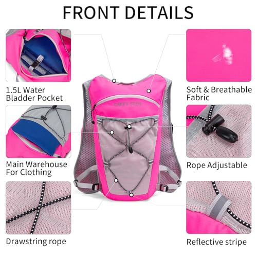 Carey Sten Lightweight Hydration Backpack Running Vest with 1.5L Water Bag - color: rose pink